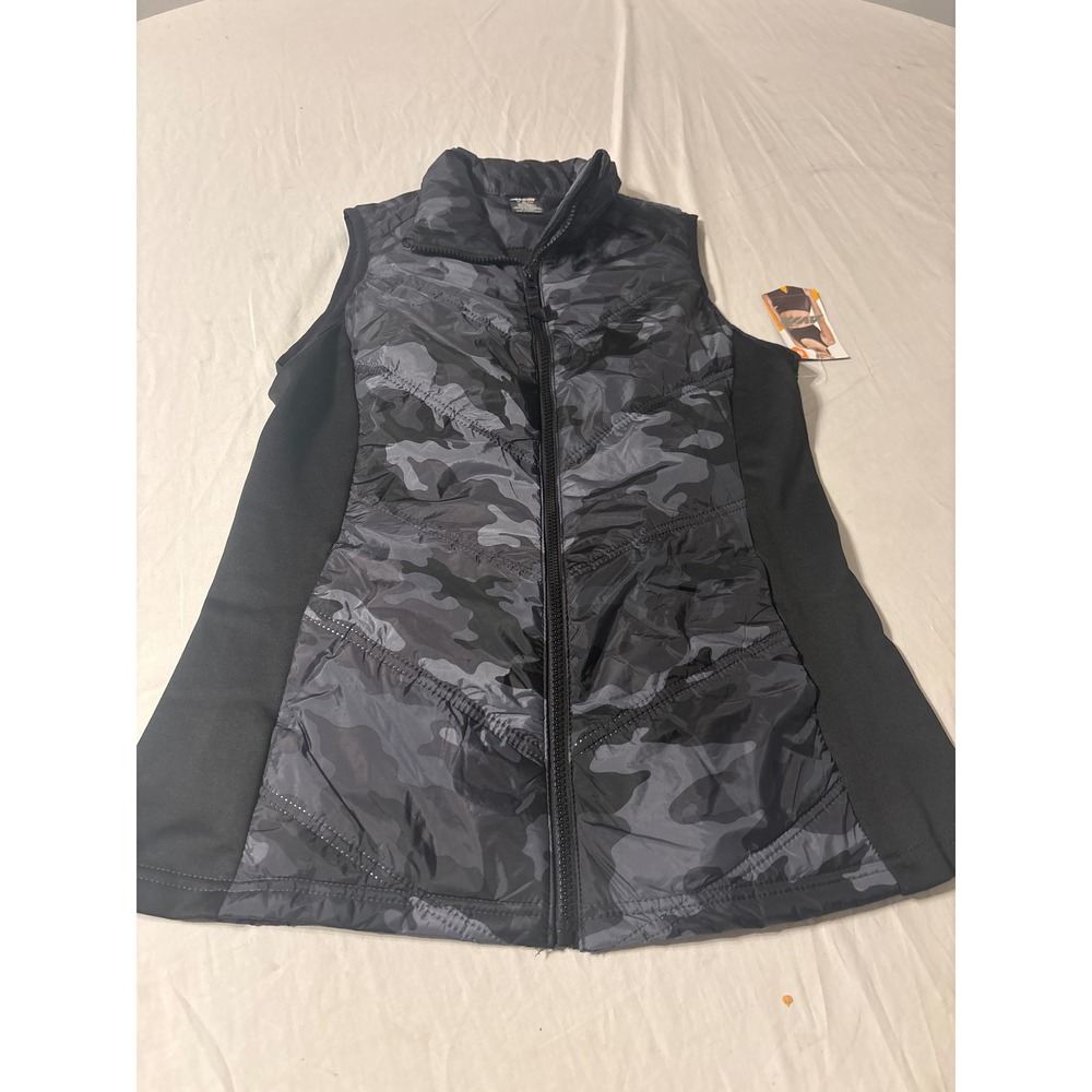 Avia‎ Quilted Vest Womens Medium Gray Camo NWT Full Zip Puffer Sleeveless 3145